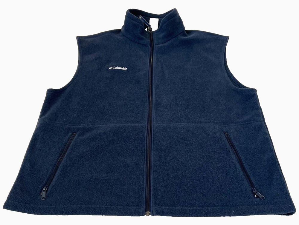 Columbia Men's Fleece Vest Size 2XT Tall Blue Full Zip Pockets Lightweight